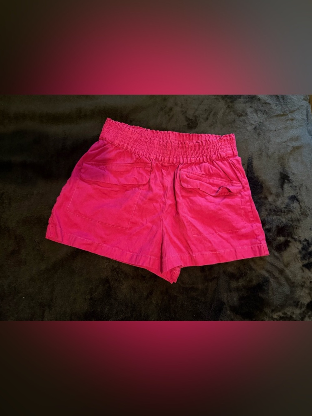 Anthropologie Bright Pink High-Waist Smocked Shorts